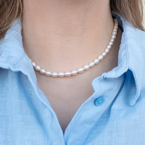 Silberne Perlenkette Lucille