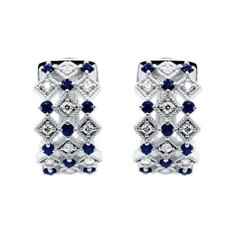 Silberne Creolen mit Diamanten und Saphiren Solveig