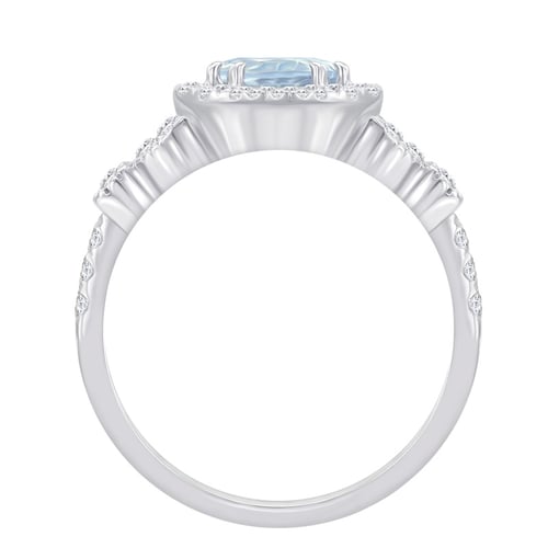 Verlobungsring im Halo-Stil mit Aquamatin und Diamanten Varana