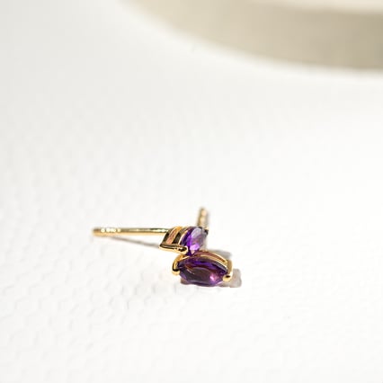 Minimalistische silberne Ohrringe mit Amethysten Andine