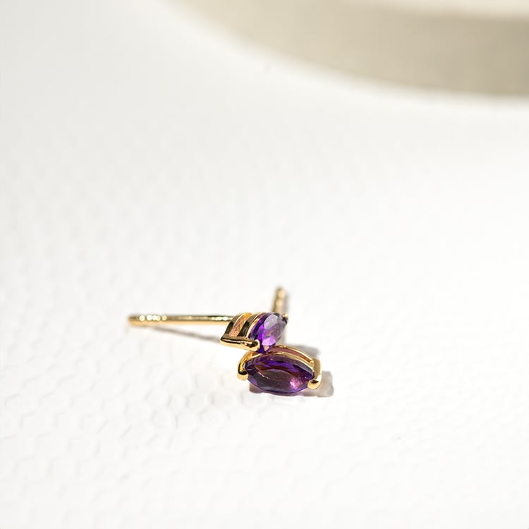 Minimalistische silberne Ohrringe mit Amethysten Andine 131399