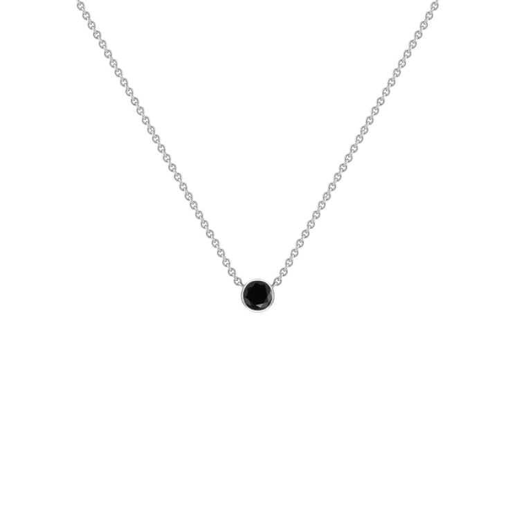 Silberne minimalistische Kette mit einem schwarzen Diamanten Glosie 103648