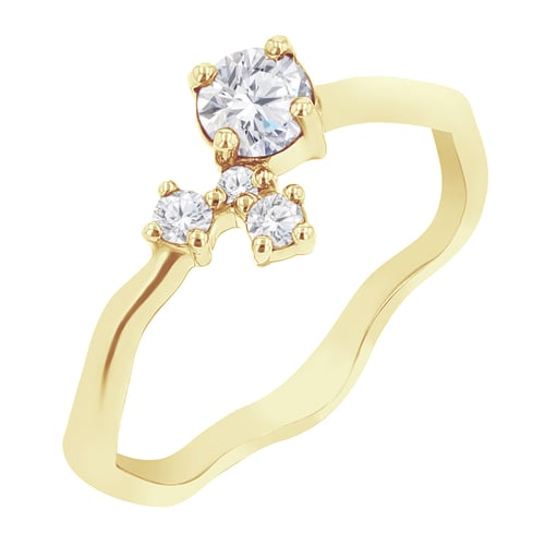 Silberner Cluster Ring mit Moissanit und Lab Grown Diamanten Roche