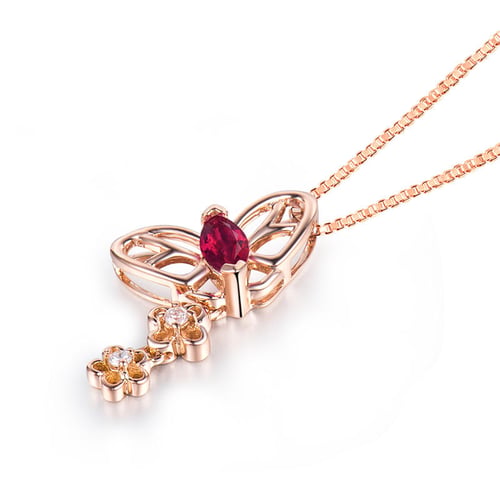 Goldener Anhänger mit Rubinen und Diamanten Papillon