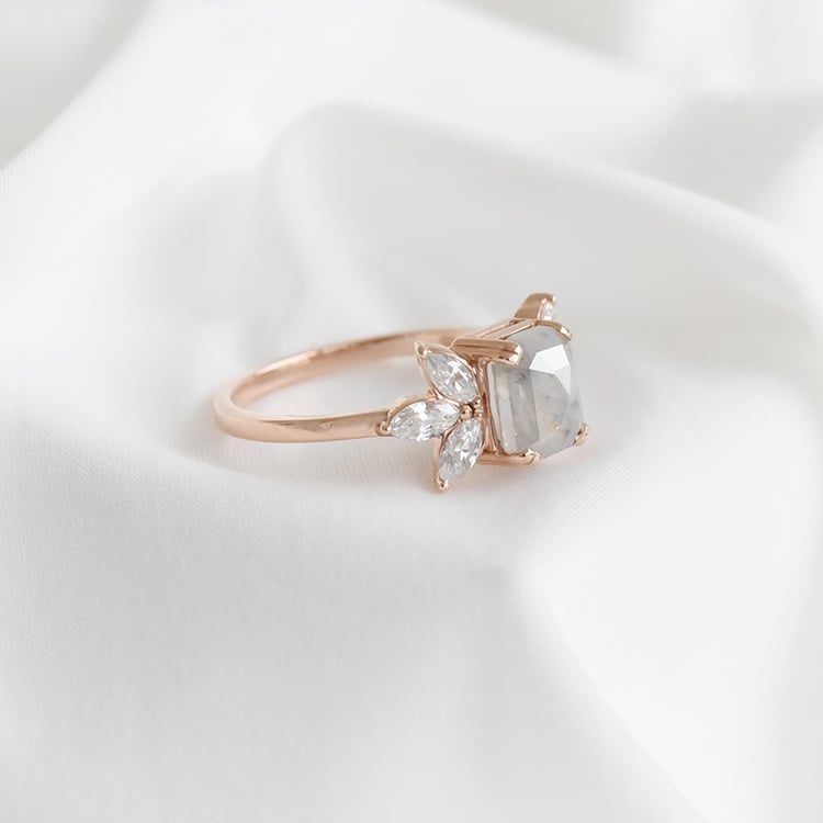 Goldring mit Salt and Pepper Diamant und Moissaniten Xuan 91175