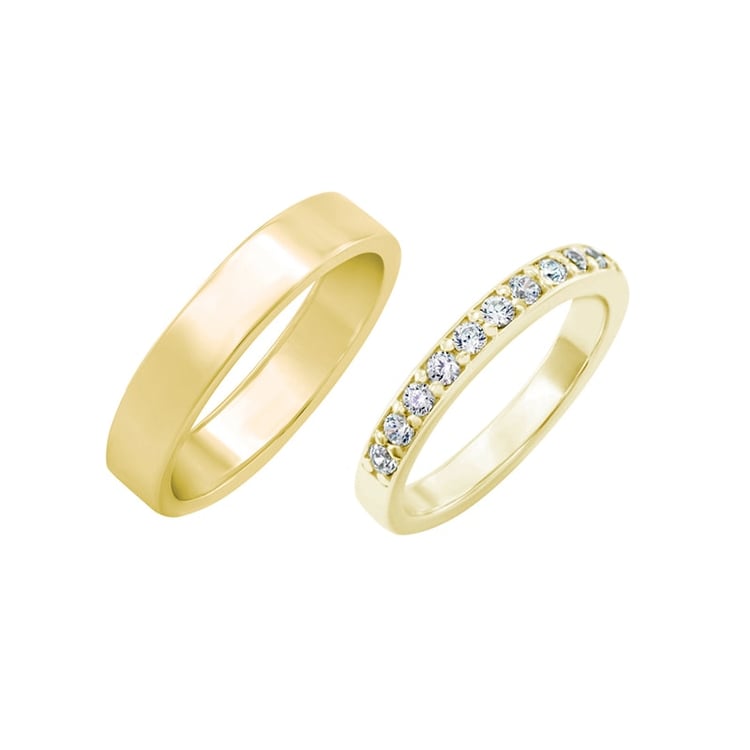 Eheringe aus Eternity-Ring mit Lab Grown Diamanten und einem flachen Ring Etensa 102262