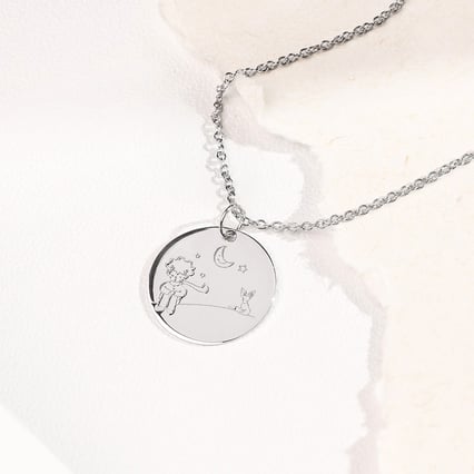 Platinanhänger Der Kleine Prinz mit Fuchs und Gravur