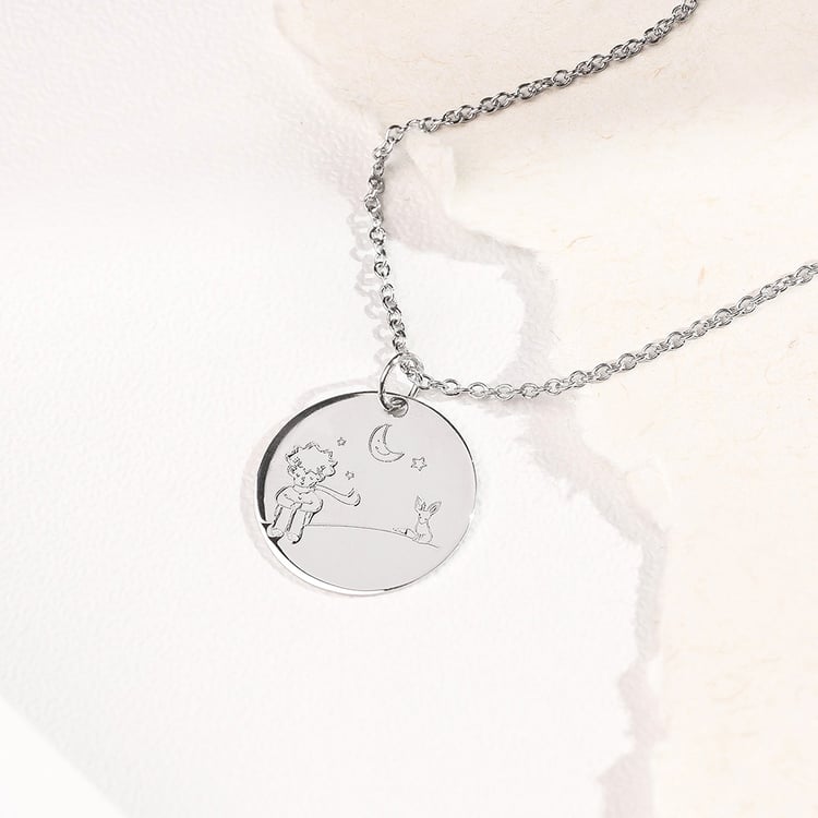 Platinanhänger Der Kleine Prinz mit Fuchs und Gravur 157482