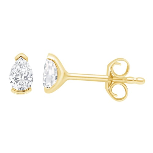 Minimalistische goldene Ohrstecker mit birnenförmigen Diamanten Ronja