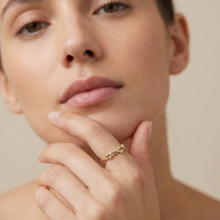 Zarter Goldring in Zweigform Hamana 166393