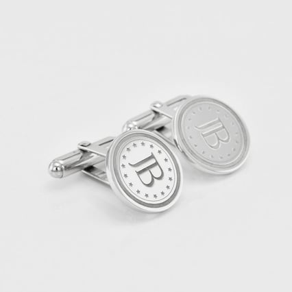 Runde Manschettenknöpfe mit Multi-Gravur aus Silber Juan