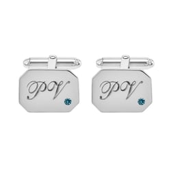 Gravierte, silberne Manschettenknöpfe mit blauen Diamanten Valetta