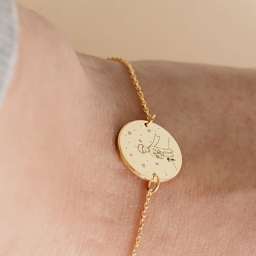 Silbernes Armband Der Kleine Prinz mit Rose und Gravur