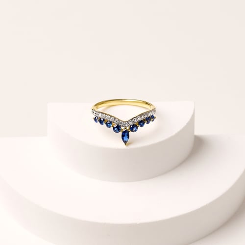 Luxuriöser Goldring mit Saphiren und Lab Grown Diamanten Richa
