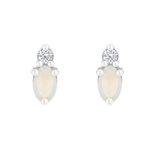 Goldene Cluster-Ohrringe mit Opalen und Diamanten Herve