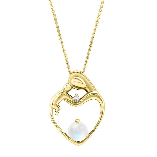 Anhänger Mutter und Kind mit Mondstein und Diamant Ella