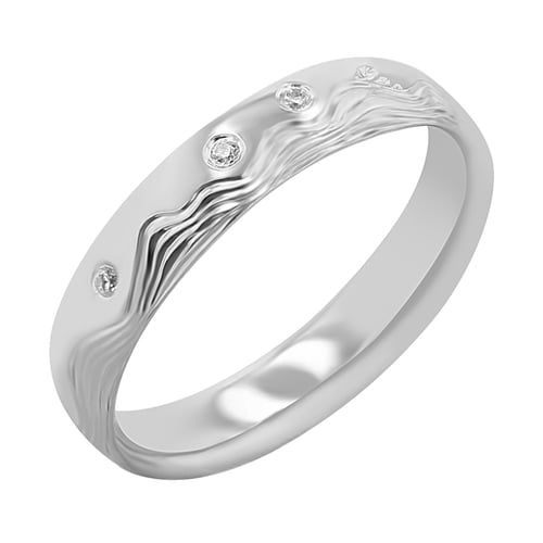 Eheringe mit von Hand gravierten Wellen und Diamanten Laurien