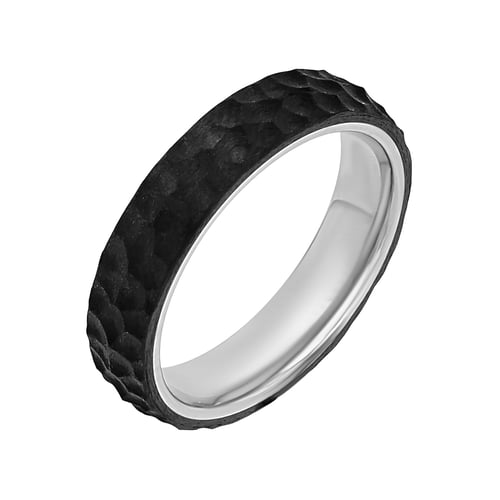 Flache Eheringe aus Carbon mit Diamant Rose