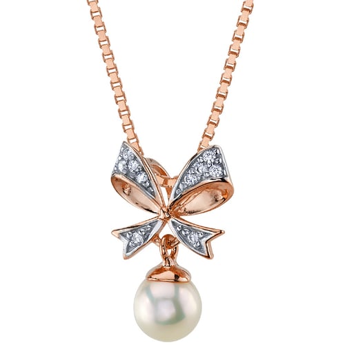 Perlenanhänger mit Schleife und Lab Grown Diamanten Mischa