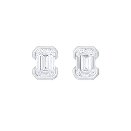 Minimalistische goldene Ohrstecker mit Diamanten in Emerald-Form Agata