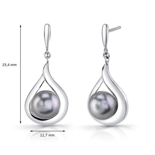 Perlenohrringe grau 9306