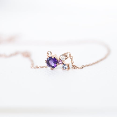 Cluster Schmuckset mit Amethysten und Edelsteinen Halli