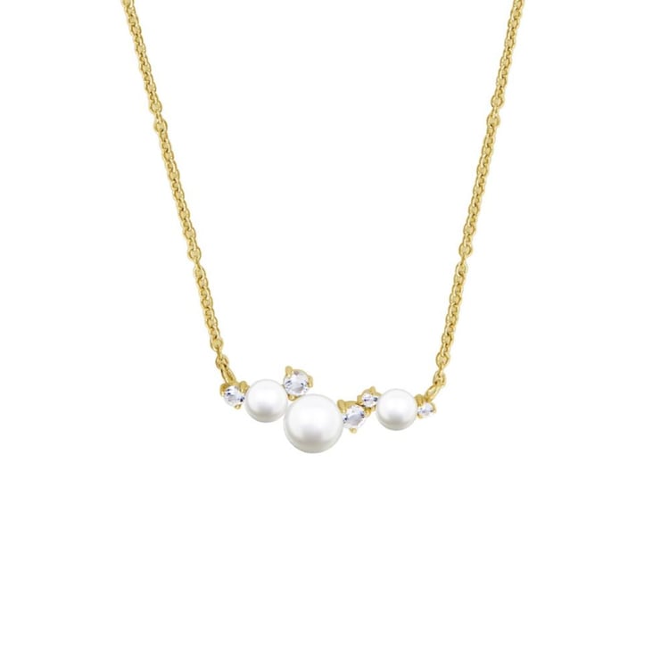 Silberner Perlenanhänger mit weißen Topasen