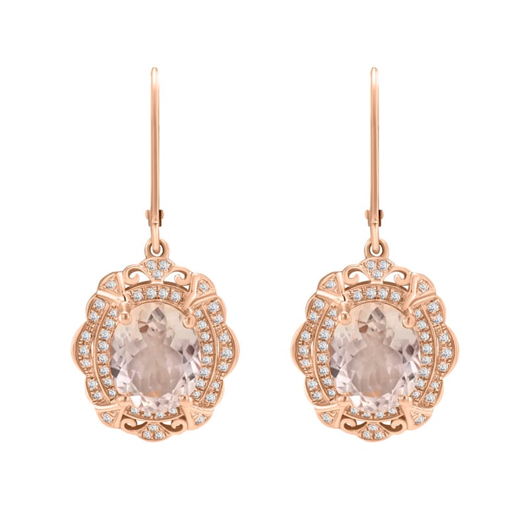 Goldene Ohrringe mit Morganit und Diamanten Moul