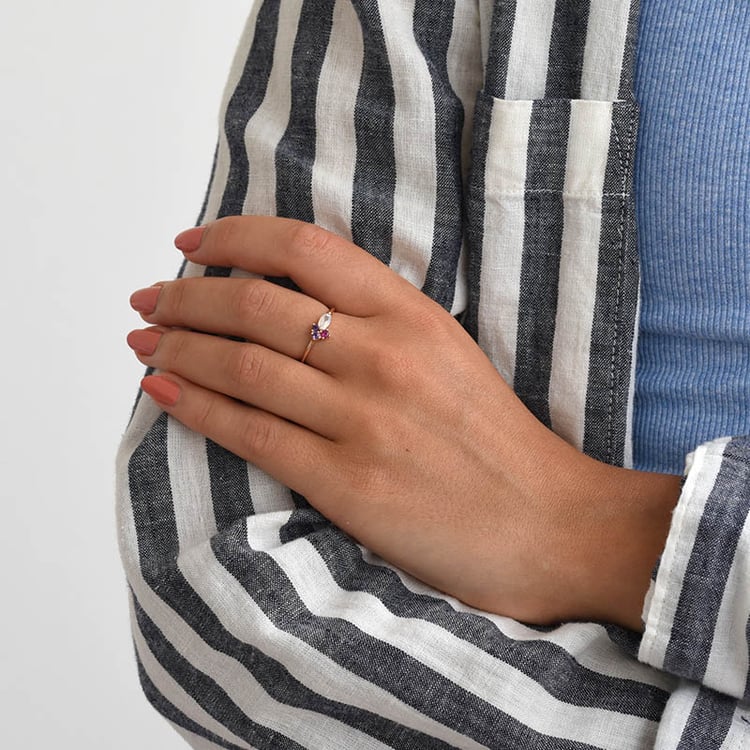 Ring mit Mondstein, Rubin und Amethysten Lowri 84351