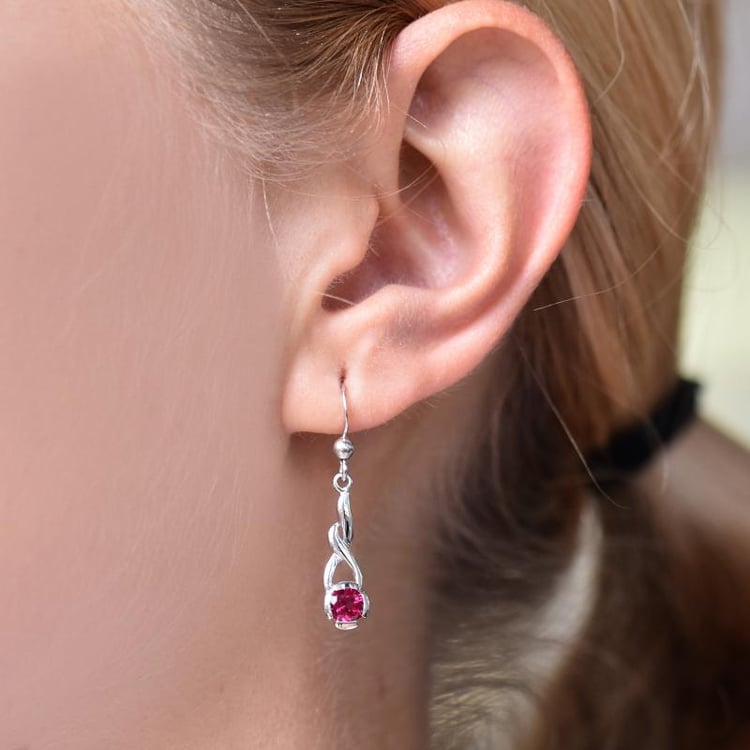 Silberne Ohrringe mit Rubinen Cyrus 22464