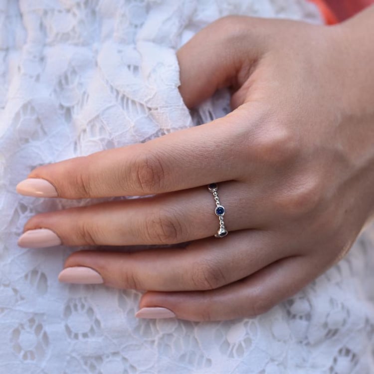 Silberner Saphirring 45196