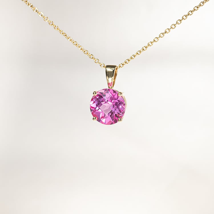 Rosa Saphir in Goldanhänger Icy 135234