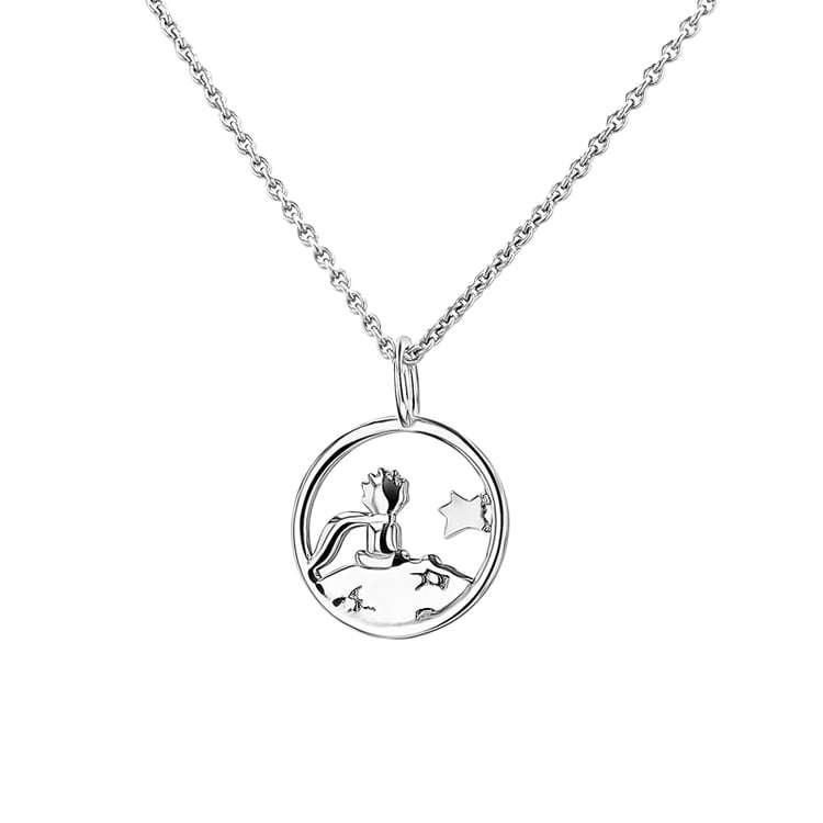 Silberner Geschnitzter Anhänger mit der Figur Kleiner Prinz