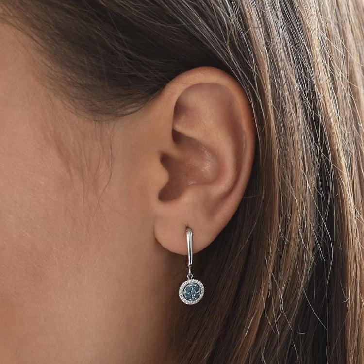 Glänzende Goldohrhänger mit blauen Diamanten Manoeta 34061