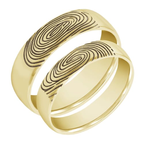 Exklusive Trauringe aus Gold mit Fingerabdruck Hiale