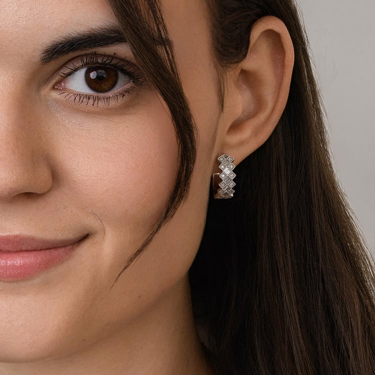 Silberne Creolen mit Lab Grown Diamanten Helle 160601