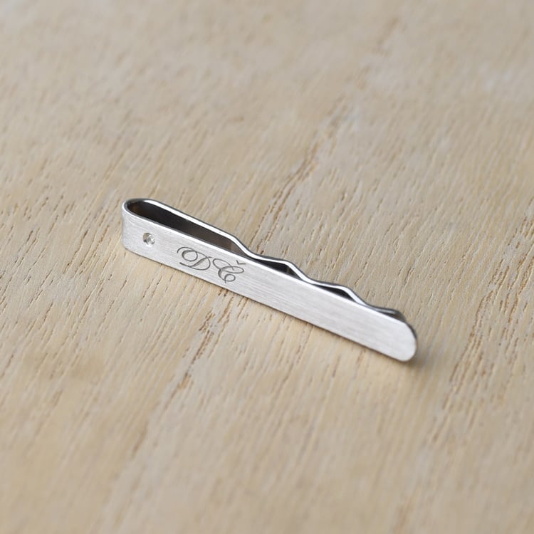 Silberne Krawattennadel mit Diamant und Gravur Ihrer Wahl Draco 78469