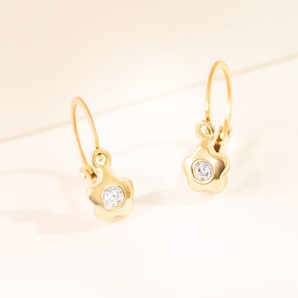 Goldene Kinder-Ohrringe mit Blume Lily