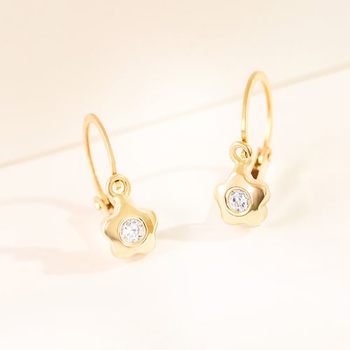 Goldene Kinder-Ohrringe mit Blume Lily