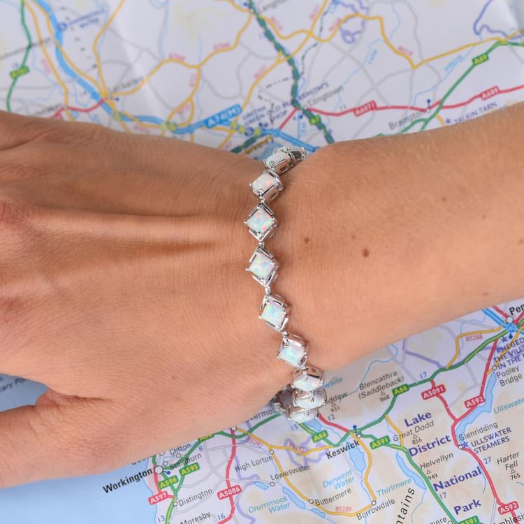 Silberarmband mit princess Opale 11641