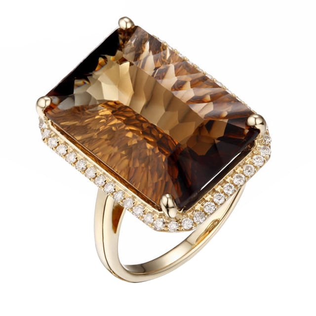 Rauchquarz im Goldring