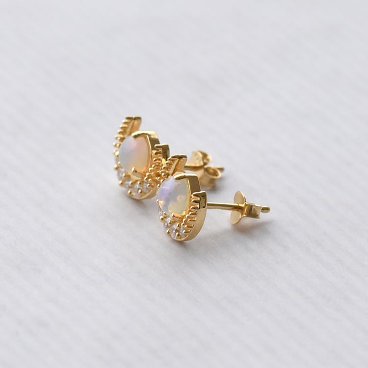 Silberohrringe mit Opal und Zirkonia Timber 73360