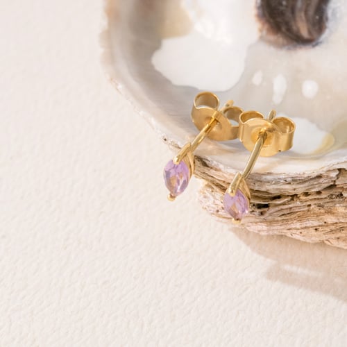 Minimalistische Silberohrringe mit rosa Amethysten Andine