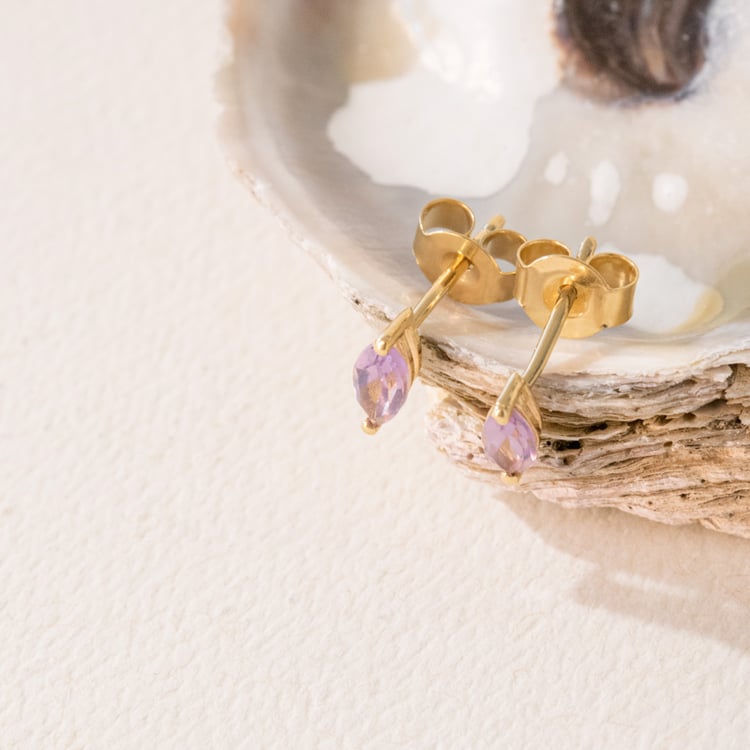 Minimalistische Silberohrringe mit rosa Amethysten Andine 101045
