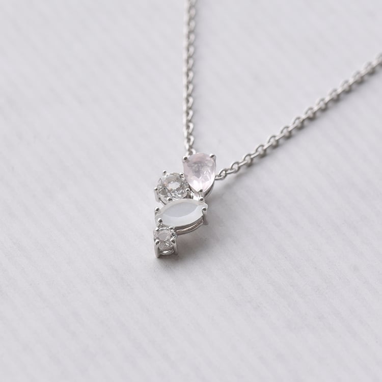 Schmuckset in Silber mit Topas, Rosenquarz und Mondstein Moby 72691