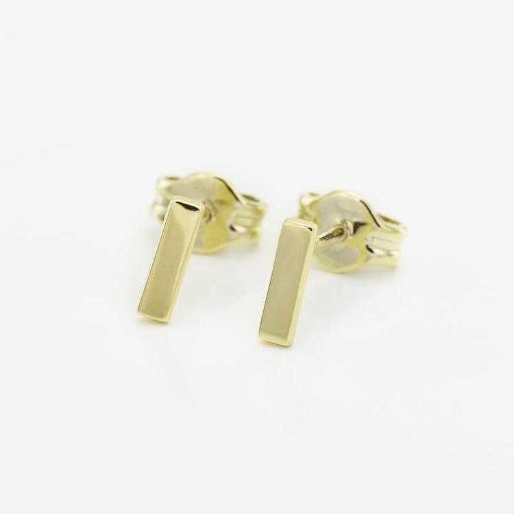 Minimalistische längliche Ohrstecker aus Gold Bar 18336