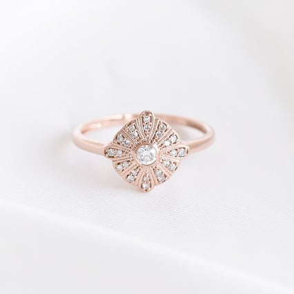 Goldring mit Diamantblüte Delit