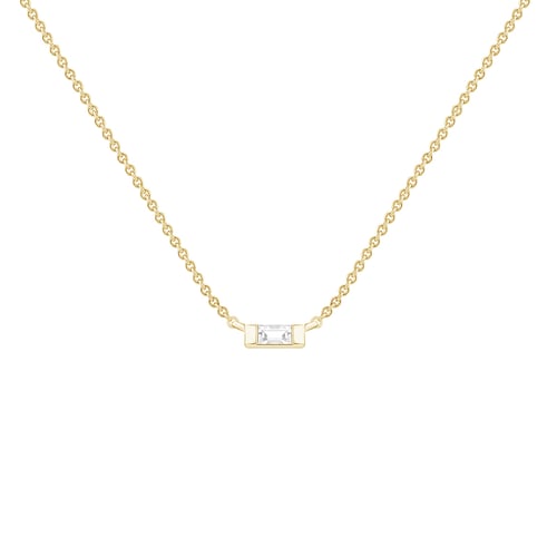 Halskette aus Gold mit weißem Saphir mit Baguette-Form Sharly