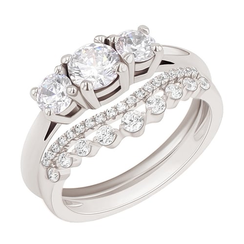 Ringset mit Diamant Ihrer Wahl Hebe
