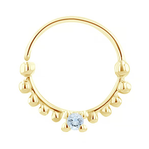 Goldenes Septum Piercing mit Aquamarin Arla